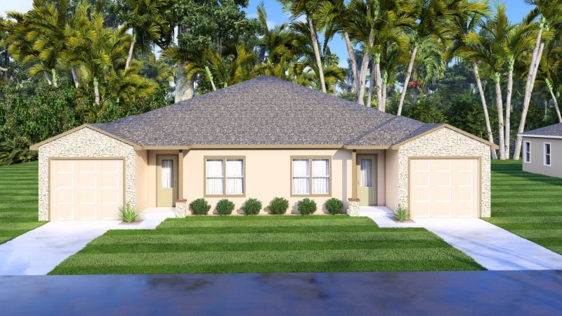 Twin Palms - Duplex House Plans in Central FL